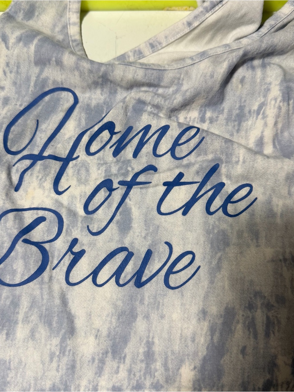 Women’s 1X Light Blue Tie-Dye Tank Top - "Home of the Brave" -Americana - Picture 4 of 7